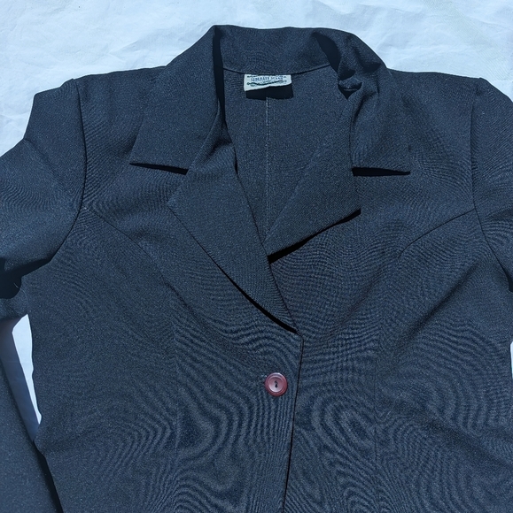 Vintage Separate  Scene Button Front Black Dress Trench Jacket - Size 14 - Picture 3 of 5